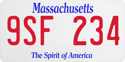 MA license plate 9SF234