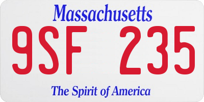 MA license plate 9SF235