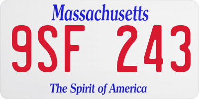 MA license plate 9SF243