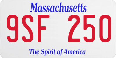 MA license plate 9SF250