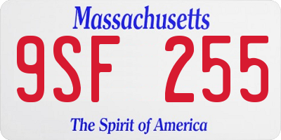 MA license plate 9SF255
