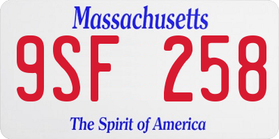MA license plate 9SF258