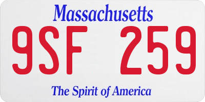 MA license plate 9SF259