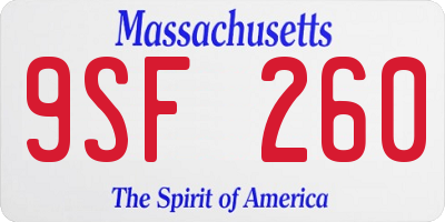 MA license plate 9SF260