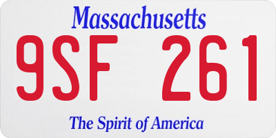 MA license plate 9SF261