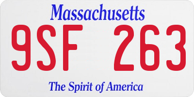 MA license plate 9SF263