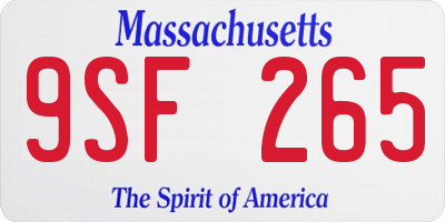 MA license plate 9SF265