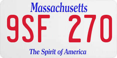 MA license plate 9SF270