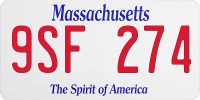 MA license plate 9SF274