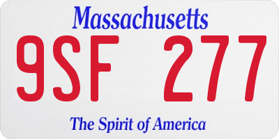 MA license plate 9SF277