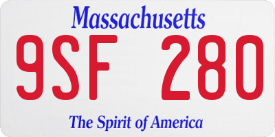 MA license plate 9SF280