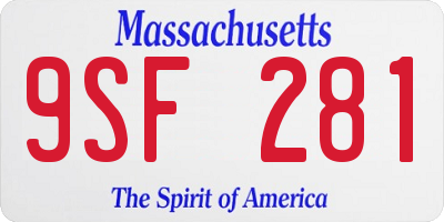 MA license plate 9SF281