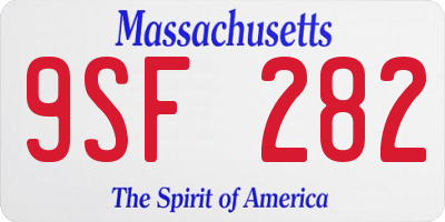 MA license plate 9SF282