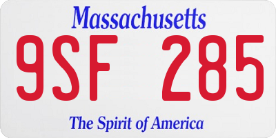 MA license plate 9SF285