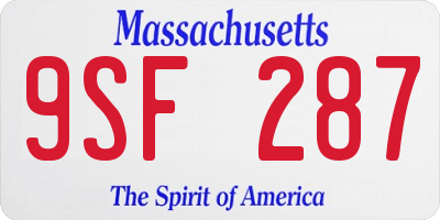 MA license plate 9SF287