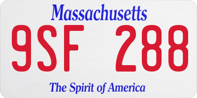 MA license plate 9SF288