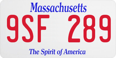 MA license plate 9SF289