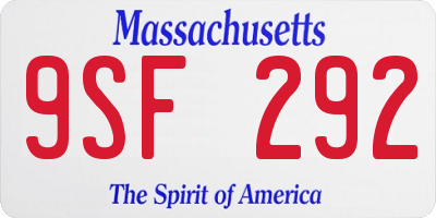 MA license plate 9SF292