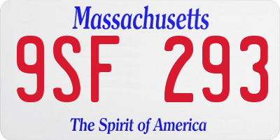 MA license plate 9SF293
