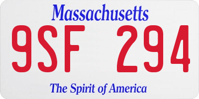 MA license plate 9SF294
