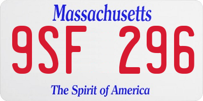 MA license plate 9SF296