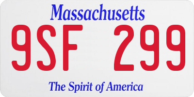 MA license plate 9SF299