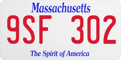 MA license plate 9SF302