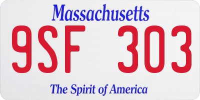 MA license plate 9SF303