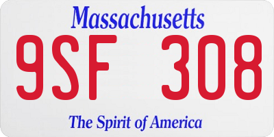 MA license plate 9SF308
