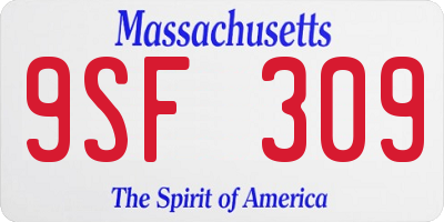 MA license plate 9SF309