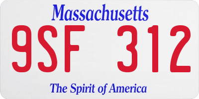 MA license plate 9SF312