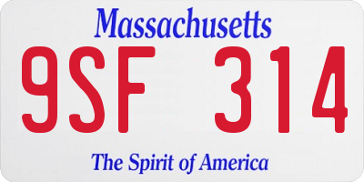 MA license plate 9SF314