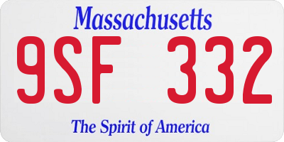 MA license plate 9SF332
