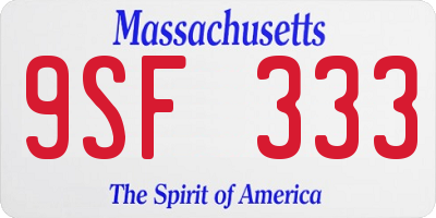 MA license plate 9SF333