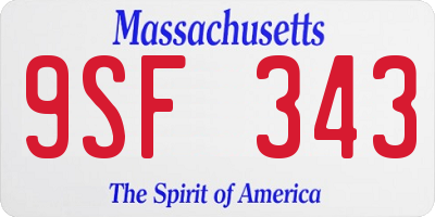 MA license plate 9SF343