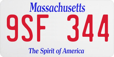MA license plate 9SF344