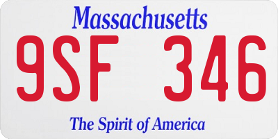 MA license plate 9SF346