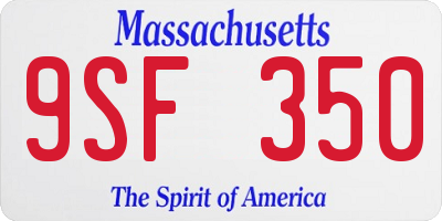 MA license plate 9SF350