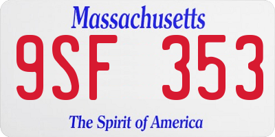 MA license plate 9SF353