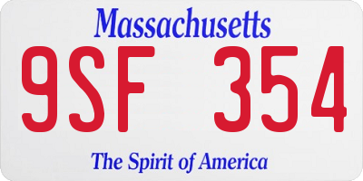 MA license plate 9SF354