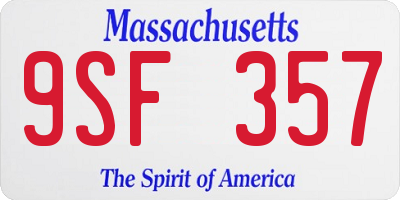 MA license plate 9SF357