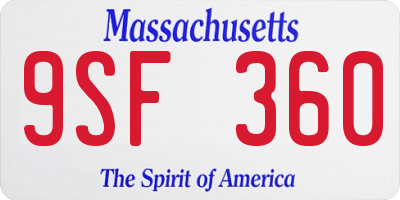 MA license plate 9SF360