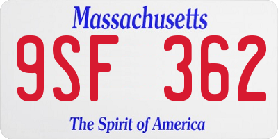 MA license plate 9SF362