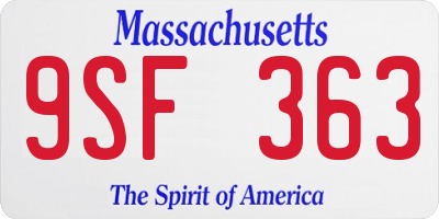 MA license plate 9SF363