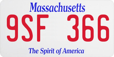 MA license plate 9SF366