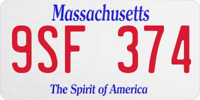 MA license plate 9SF374