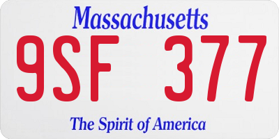 MA license plate 9SF377