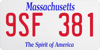 MA license plate 9SF381