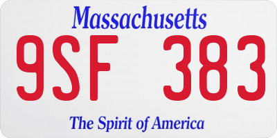 MA license plate 9SF383