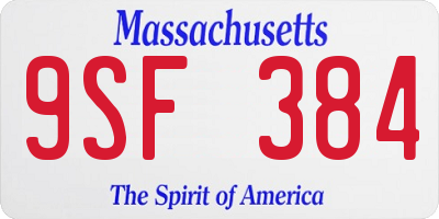 MA license plate 9SF384